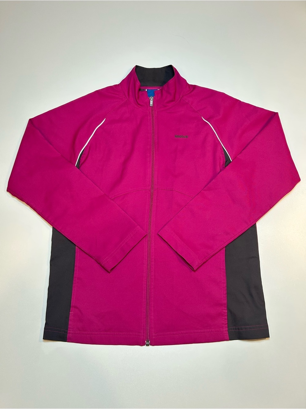Reebok Women's Full-Zip Track Jacket Magenta Pink Charcoal Grey Athletic